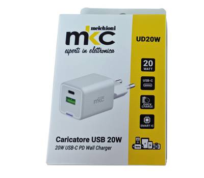 Caricabatteria rapido - 2 porte - USB-C e USB-A da 20W - Mkc - 491929601 - 8006012375831 - DMwebShop - 2