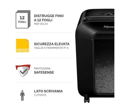 Distruggidocumenti LX85 - a frammenti - nero - Fellowes - 4400801 - 50043859764803 - DMwebShop - 1