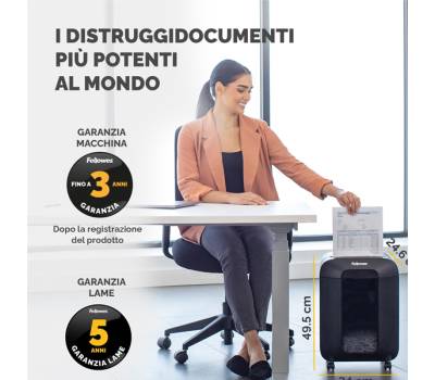 Distruggidocumenti LX85 - a frammenti - nero - Fellowes - 4400801 - 50043859764803 - DMwebShop - 6