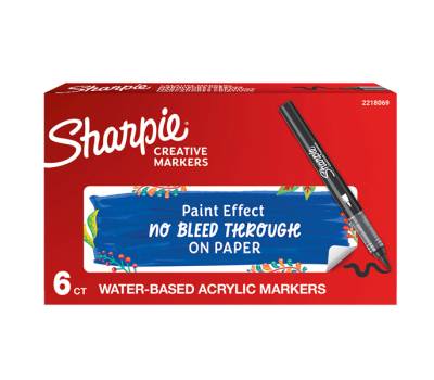 Marcatore acrilico - punta pennello - nero - conf. 6 pezzi - Sharpie - 2218069 - 3026982055682 - DMwebShop - 1