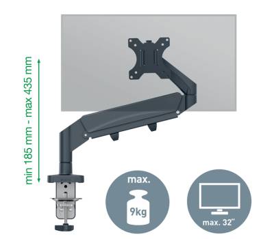 Braccio salvaspazio - per 1 monitor - grigio scuro - Leitz - 64890089 - 4002432134663 - DMwebShop - 1
