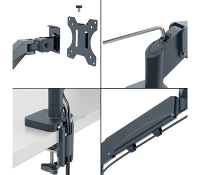 Braccio salvaspazio - per 1 monitor - grigio scuro - Leitz - 64890089 - 4002432134663 - DMwebShop - 2