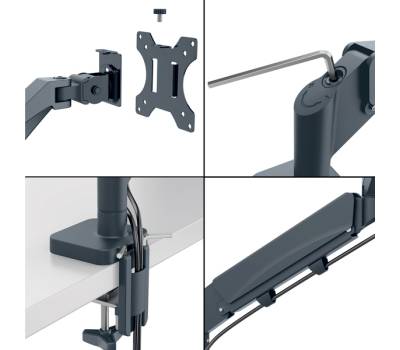 Braccio salvaspazio - per 2 monitor - grigio scuro - Leitz - 65370089 - 4002432134687 - DMwebShop - 2