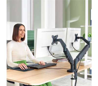 Braccio salvaspazio - per 2 monitor - grigio scuro - Leitz - 65370089 - 4002432134687 - DMwebShop - 3