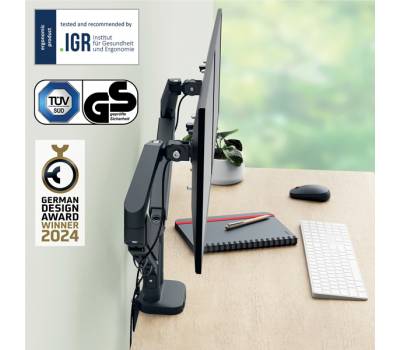 Braccio salvaspazio - per 2 monitor - grigio scuro - Leitz - 65370089 - 4002432134687 - DMwebShop - 4