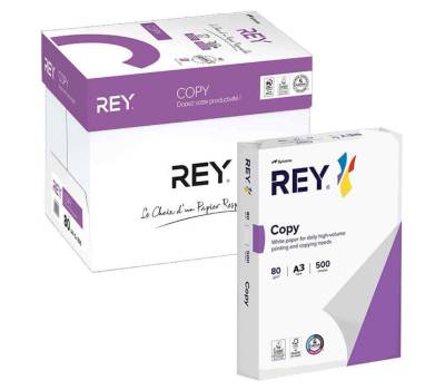 Carta bianca per stampanti ad alta velocita A3,80 gr Scatole da 5 risme 80 Risme Rey Copy - 534 - 2