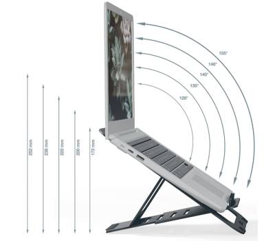 Supporto notebook regolabile ultrapiatto grigio scuro in alluminio - 30538 - 4