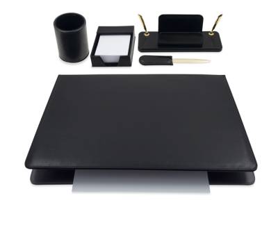 Servizio scrittoio art 119 nero in similpelle 5 componenti - 26664 - 1