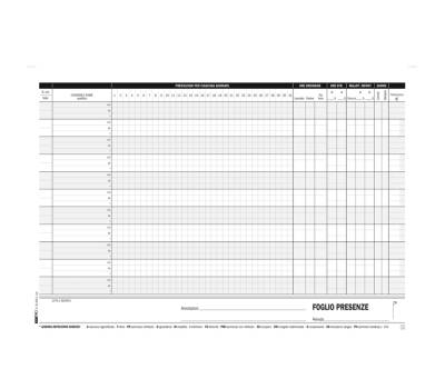 Blocco presenze mensili 21 x 30 cm 50,50 fogli autoautoricalcanti - 4960 - 2