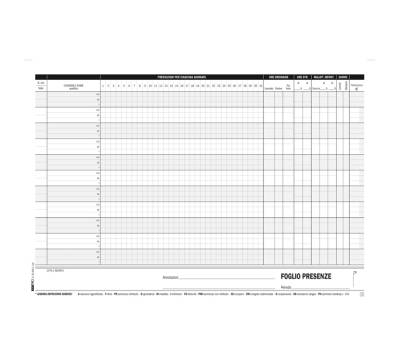 Blocco presenze mensili 21 x 30 cm 50,50 fogli autoautoricalcanti - 4960 - 3
