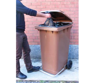 Bidone carrellato 48 x 55 x 93 cm 120 lt marrone - 22259 - 1 Bidone carrellato 48 x 55 x 93 cm 120 lt marrone - 22259 - 1