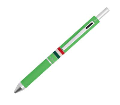 Penna a sfera a scatto multifunzione fusto verde chiaro gommato Italia - 26649 - 1