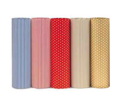 Rotolo carta regalo 2 mt x 70 cm fantasie righe e pois espositore 50 pezzi - 26869 - 1