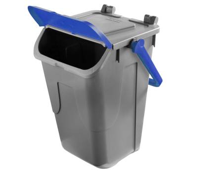 Contenitore portarifiuti Ecology con sportello e maniglione 35 lt grigio blu - 27501 - 1 Contenitore portarifiuti Ecology con sportello e maniglione 35 lt grigio blu - 27501 - 1