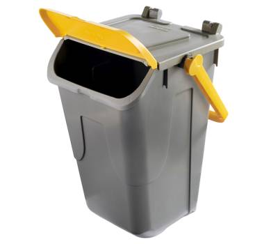 Contenitore portarifiuti Ecology con sportello e maniglione 35 lt grigio giallo - 27499 - 1 Contenitore portarifiuti Ecology con sportello e maniglione 35 lt grigio giallo - 27499 - 1