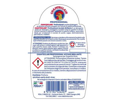 Detergente Professional acciaio brillante in trigger 700 ml Chanteclair - 28783 - 1