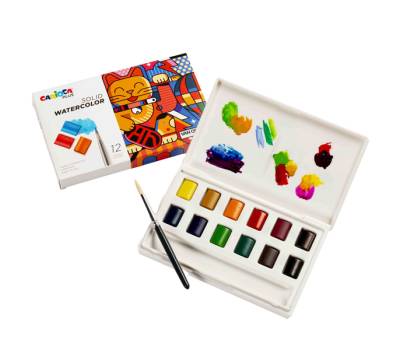 Pastiglia acquerello diametro 18 mm x 10 mm colori assortiti Plus - 22776 - 1