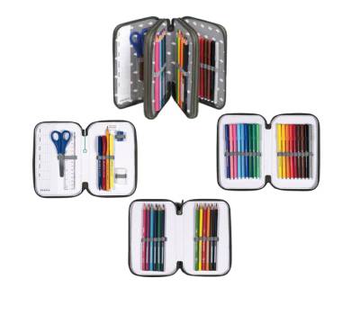 Astuccio Colors 3 zip 13 x 20 x 7,5 cm tessuto colori assortiti - 21774 - 7