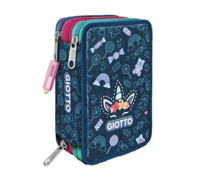 Astuccio 3 zip Candy collection 19,5 x 7,5 x 12,9 cm tessuto fantasie assortite - 25182 - 2