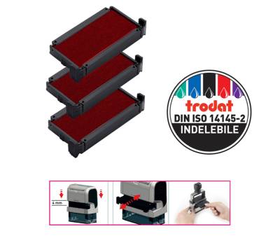 Tampone di ricambio 6/4911 - rosso - conf. 3 pezzi - Trodat - 1492 - 9008056014928 - DMwebShop