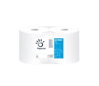 Bobina asciugatutto 2 veli goffratura a onda diametro 22,4 cm 21 gr 23,4 cm x 137 mt bianco pacco 2 pezzi Papernet 401683 - 1747