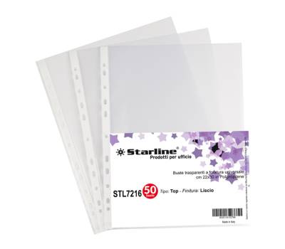 Buste forate Top liscio - 22 x 30 cm - trasparente - conf. 50 pezzi - Starline - 662221stl - DMwebShop