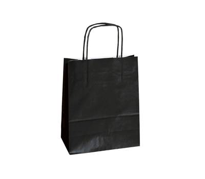 Shopper Twisted maniglie cordino 14 x 9 x 21 cm carta kraft nero - 3366