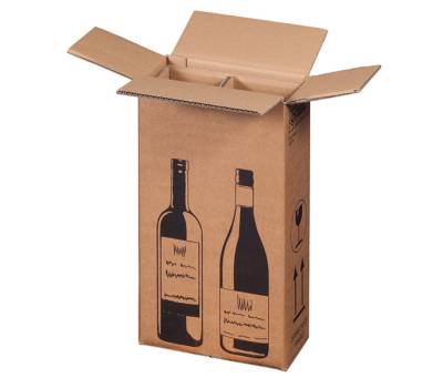 Scatola Wine Pack 2 bottiglie 20,4 x 10,8 x 36,8 cm cartone doppia onda avana - 27402 - 1