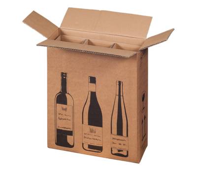 Scatola Wine Pack 3 bottiglie 30,5 x 10,8 x 36,8 cm cartone doppia onda avana - 27401 - 1