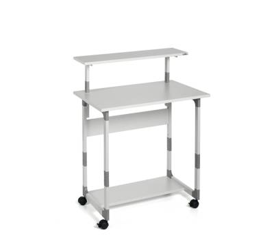 Pc Workstation System 80 VH - 80 x 56,4 x 92-122 cm - 3 ripiani - con ruote - grigio - Durable - 3718-10 - 4005546301785 - DMwebShop