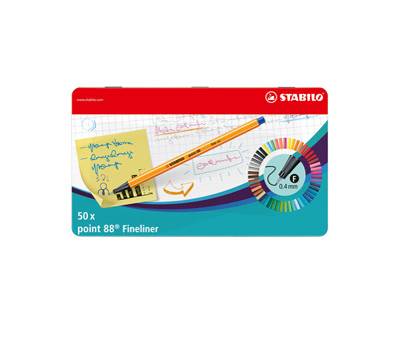 Fineliner Point 88 tratto - 0,4 mm - colori assortiti scatola metallo - conf. 50 pezzi - Stabilo - 8850-6 - 4006381493475 - DMwebShop