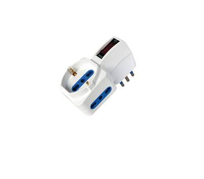 Adattatore con spina 10A verticale 2 prese bipasso 10-16A + 1 presa Schuko - Mkc - 492519355 - 8006012339444 - DMwebShop