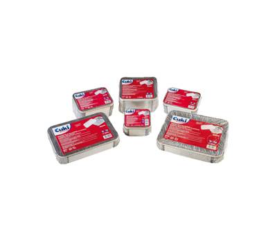 Contenitore in alluminio - 31,5 x 21,5 x 4,2 cm - 6 porzioni - coperchio incluso - pack 25 pezzi - Cuki Professional - 152708697 - 8003980590044 - DMwebShop