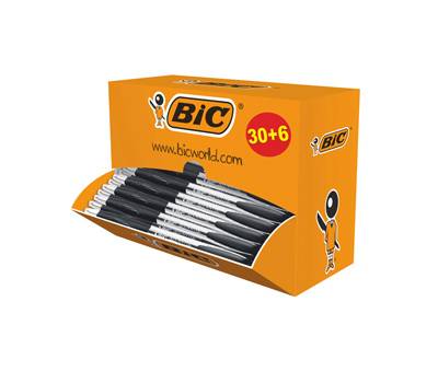Penne a sfera a scatto Atlantis - punta 1 mm - nero - scatola 30 + 6 pezzi - Bic - 920287 - 3086123344532 - DMwebShop