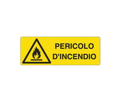 Cartello segnalatore 35 x 12,5 cm PERICOLO D INCENDIO alluminio - 9392