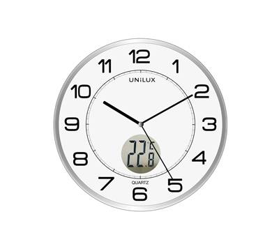 Orologio da parete Tempus con termometro diametro 30 cm bianco Unilux 400094592 - 9754