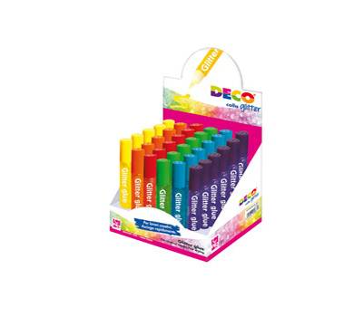 Colla glitter - 10,5 ml - colori assortiti pastello - display 30 pezzi - Deco - 10887 - 8004957108873 - DMwebShop