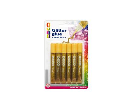 Blister colla glitter - 10,5 ml - oro - conf. 6 pezzi - Deco - 05885 - 8004957058857 - DMwebShop