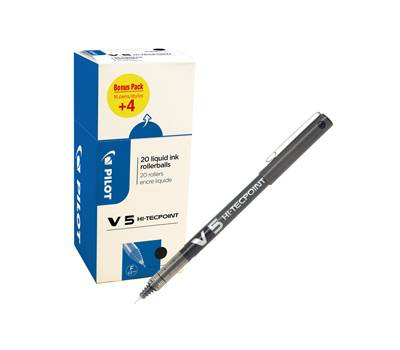 Roller Hi Tecpoint V5 - con cappuccio - punta 0,5 mm - nero - conf. 16+4 pezzi - Pilot - 000019 - 3131910516507 - DMwebShop
