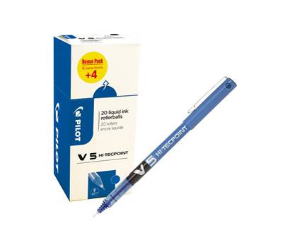 Roller Hi Tecpoint V5 - con cappuccio - punta 0,5 mm - blu - conf. 16+4 pezzi - Pilot - 000020 - 3131910516514 - DMwebShop