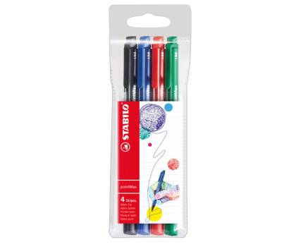 Pennarello PointMax punta feltro - punta 0,8 mm - astuccio 4 colori: blu, nero, rosso, verde - Stabilo - 488/4 - 83068M - DMwebShop