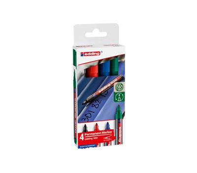 Marcatore permanente 300 - punta conica - 1,5 - 3 mm - colori assortiti - astuccio 4 pezzi - Edding - 4-300-4-2 - 4057305072375 - DMwebShop