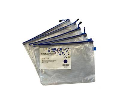 Busta a rete con cerniera blu - PVC - A4 - 27 x 36 cm - trasparente - conf. 5 pezzi - Starline - 3300 stl - 8025133103147 - DMwebShop