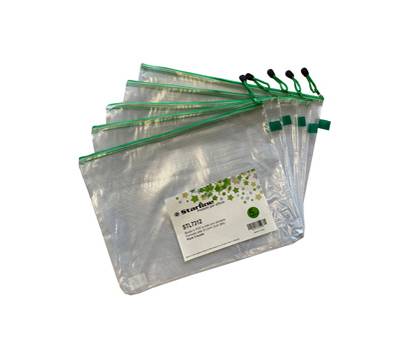 Busta a rete con cerniera verde - PVC - B4 - 31,2 x 41,2 cm - trasparente - conf. 5 pezzi - Starline - 5073.STL7312 - 8025133103161 - DMwebShop