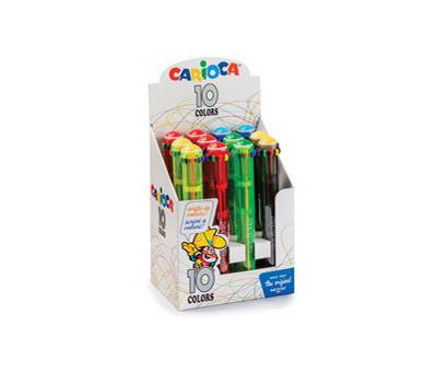 Display 12 penne a sfera automatica - 10 colori colori fluo assortiti - Carioca - 42761 - 8003511427610 - DMwebShop