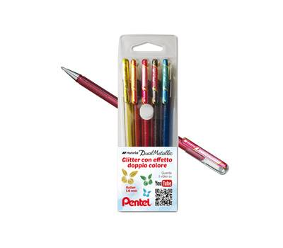 Roller gel Hybrid Dual Metallic - punta 1 mm - 5 colori assorititi - astuccio 5 roller - Pentel - 0022064 - 8006935220645 - DMwebShop