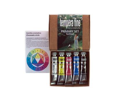 Tempera fine Primary Set 20 ml colori primari nero bianco inclusi set 5 pezzi - 18317