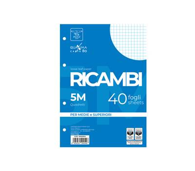 Ricambi forati Quaxima - A5 - 5 mm - 80 gr - 40 fogli - Pigna - 00629045M - 8005235204546 - DMwebShop