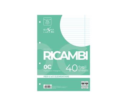Ricambi forati Quaxima - A4 - 1 rigo - con margine - 80 gr - 40 fogli - Pigna - 00629030C - 8005235204478 - DMwebShop