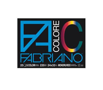 Blocco FaColore - 24 x 33 cm - 25 fogli - 220 gr - 5 colori - conf. 5 pezzi - Fabriano - 65251524 - 8001348161431 - DMwebShop